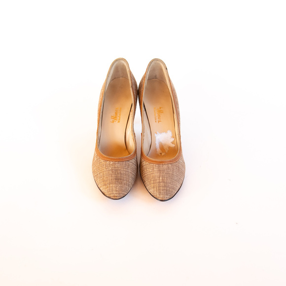 NEW 1950's Tan Plaid Tweed Pumps Winston Salem NOS - Picture 2 of 4